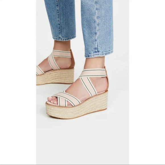 New in box TORY BURCH Frieda Espadrille blush Platform sandals - Picture 2 of 7